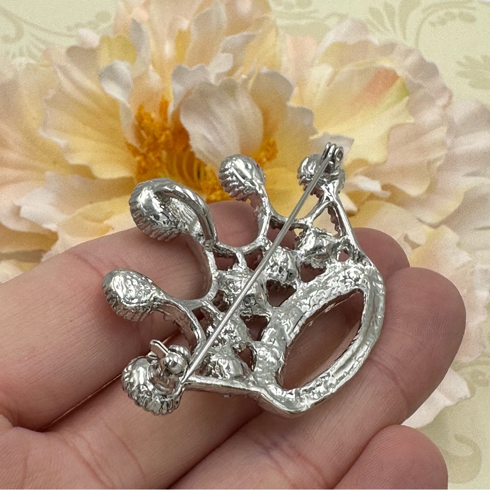 AB Iridescent Bling Rhinestone Crown Pendant Pin Brooch - Picture 3 of 4